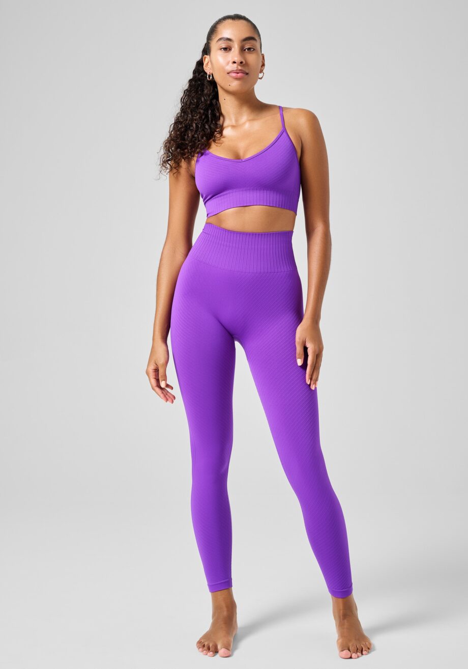 Casall Seamless Graphical Rib High Waist Tights - Liberty Lilac