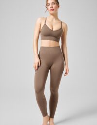 Casall Seamless Graphical Rib High Waist Tights - Taupe Brown