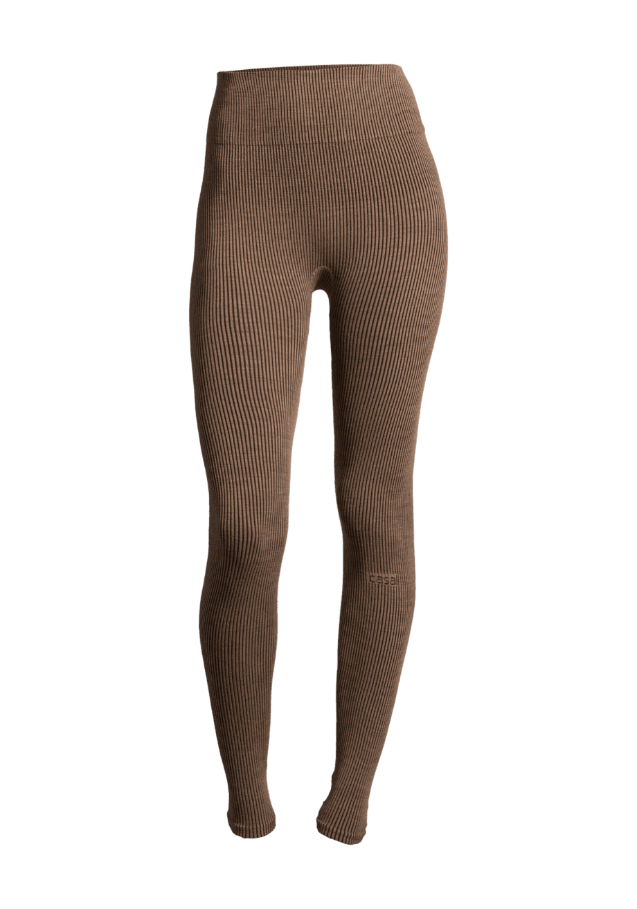 Casall Wool Rib Tights - Black Beige Rib