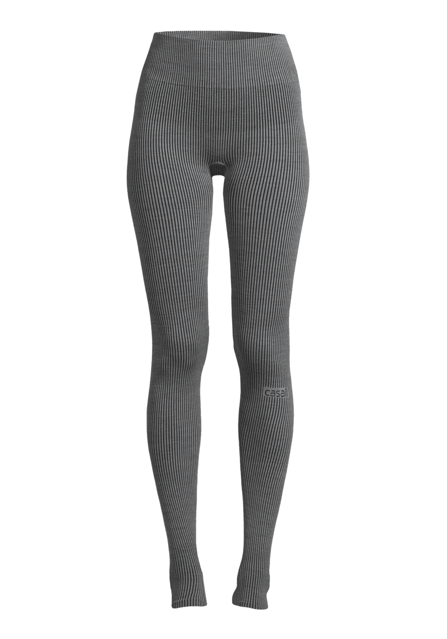 Casall Wool Rib Tights - Black Grey Rib