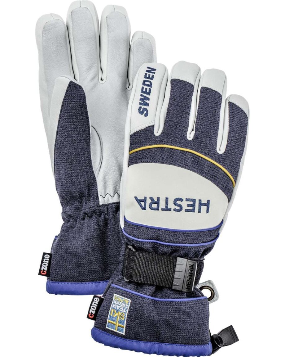 Hestra Army Leather Coach Czone - 5 Finger Navy/Royal (10 10)