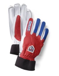 Hestra Army Leather Wool Terry - 5 Finger Red/Royal Blue (10 10)