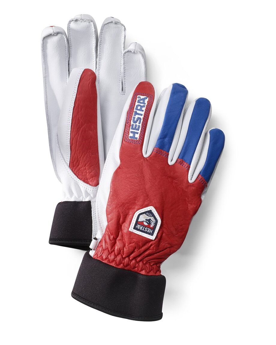 Hestra Army Leather Wool Terry - 5 Finger Red/Royal Blue (10 10)