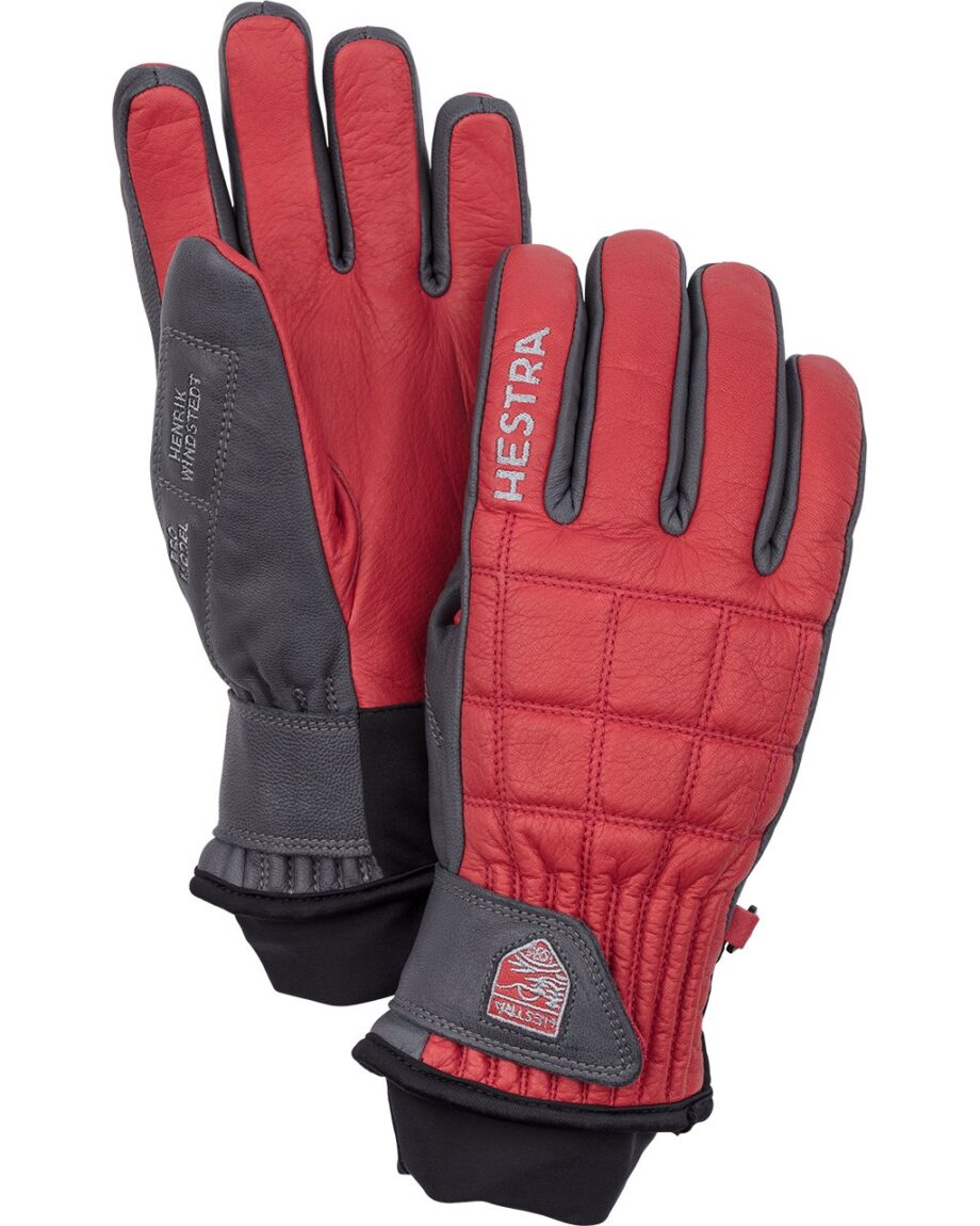 Hestra Henrik Leather Pro Model - 5 Finger Red/Grey (10 10)
