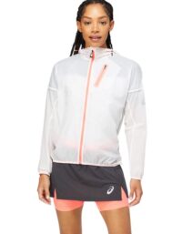 Asics Fujitrail Jacket Women Brilliant White/Blazing Coral