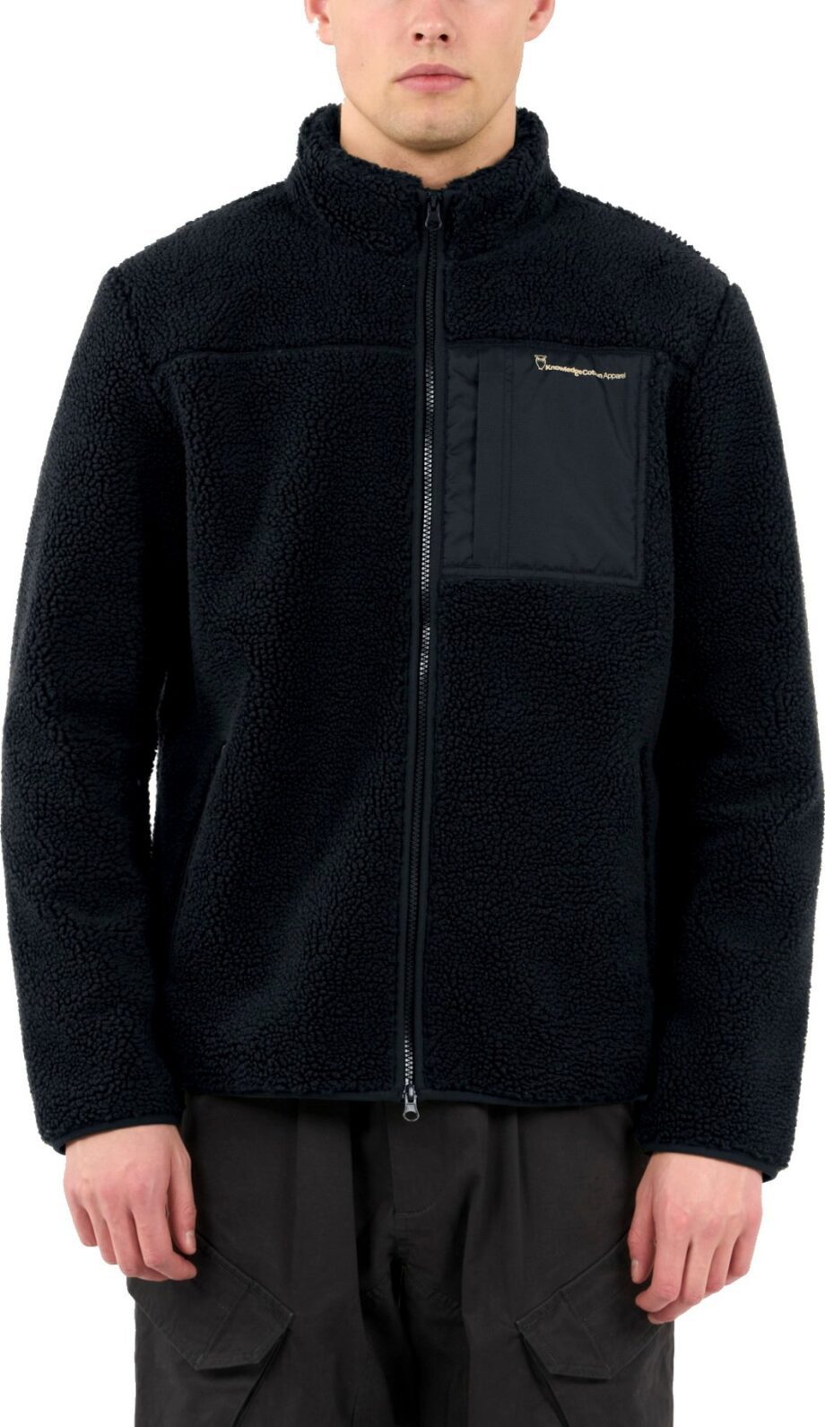 Knowledge Cotton Apparel Knowledge Cotton Apparel Men's Teddy Fleece Zip Sweat Black Jet