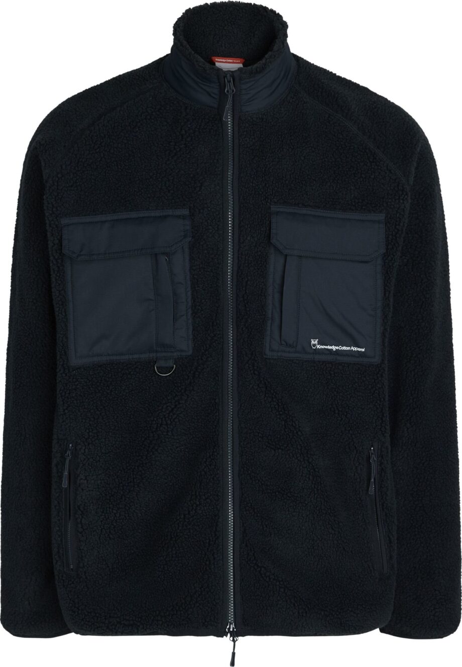Knowledge Cotton Apparel Knowledge Cotton Apparel Men's Oversized Raglan Teddy Polyester Zip Sweat Total Eclipse