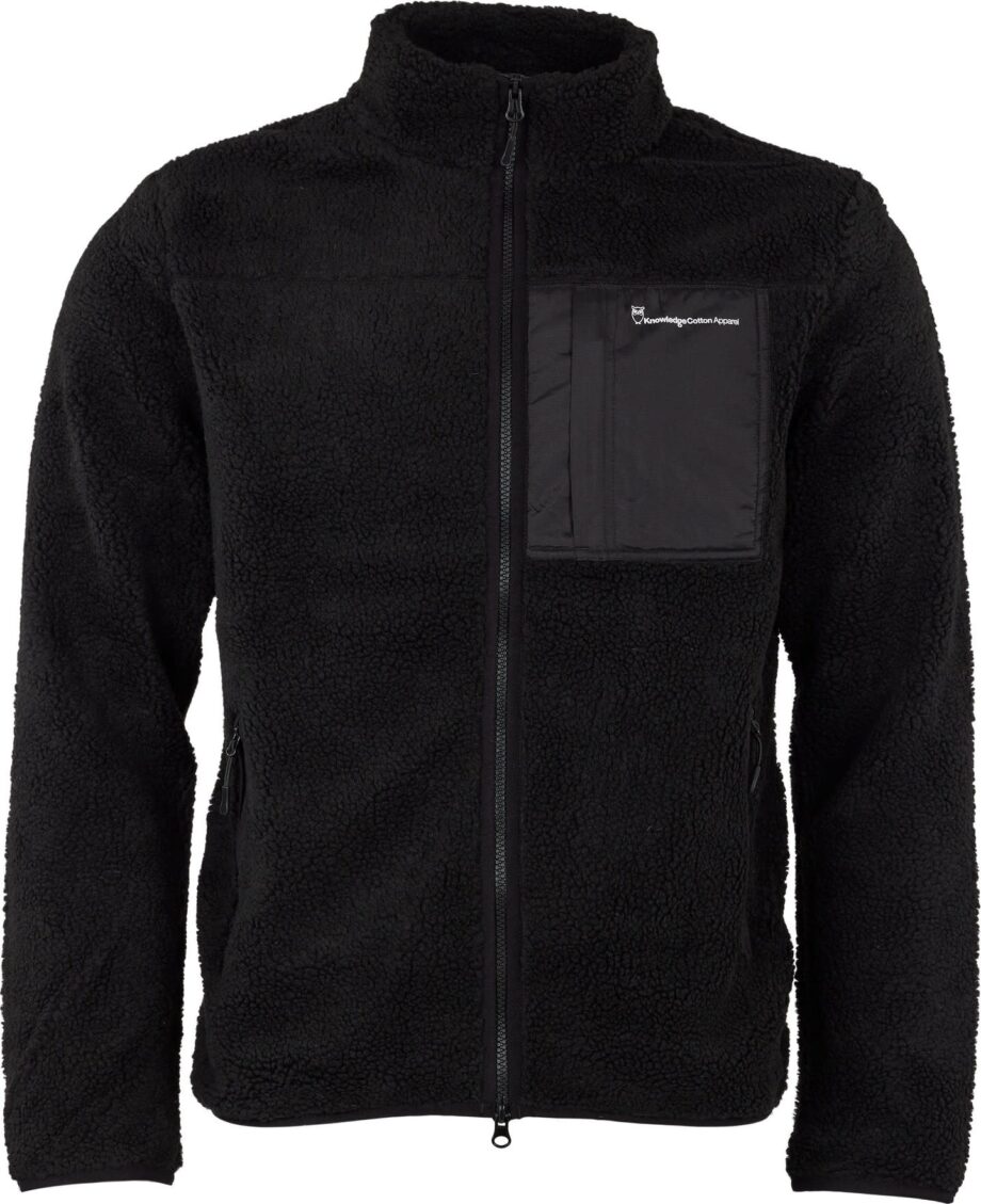 Knowledge Cotton Apparel Knowledge Cotton Apparel Men's Teddy Fleece Zip Sweat  Black Jet