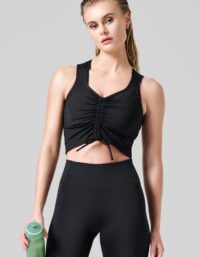 Casall Crease Sleeveless Crop Top - Black