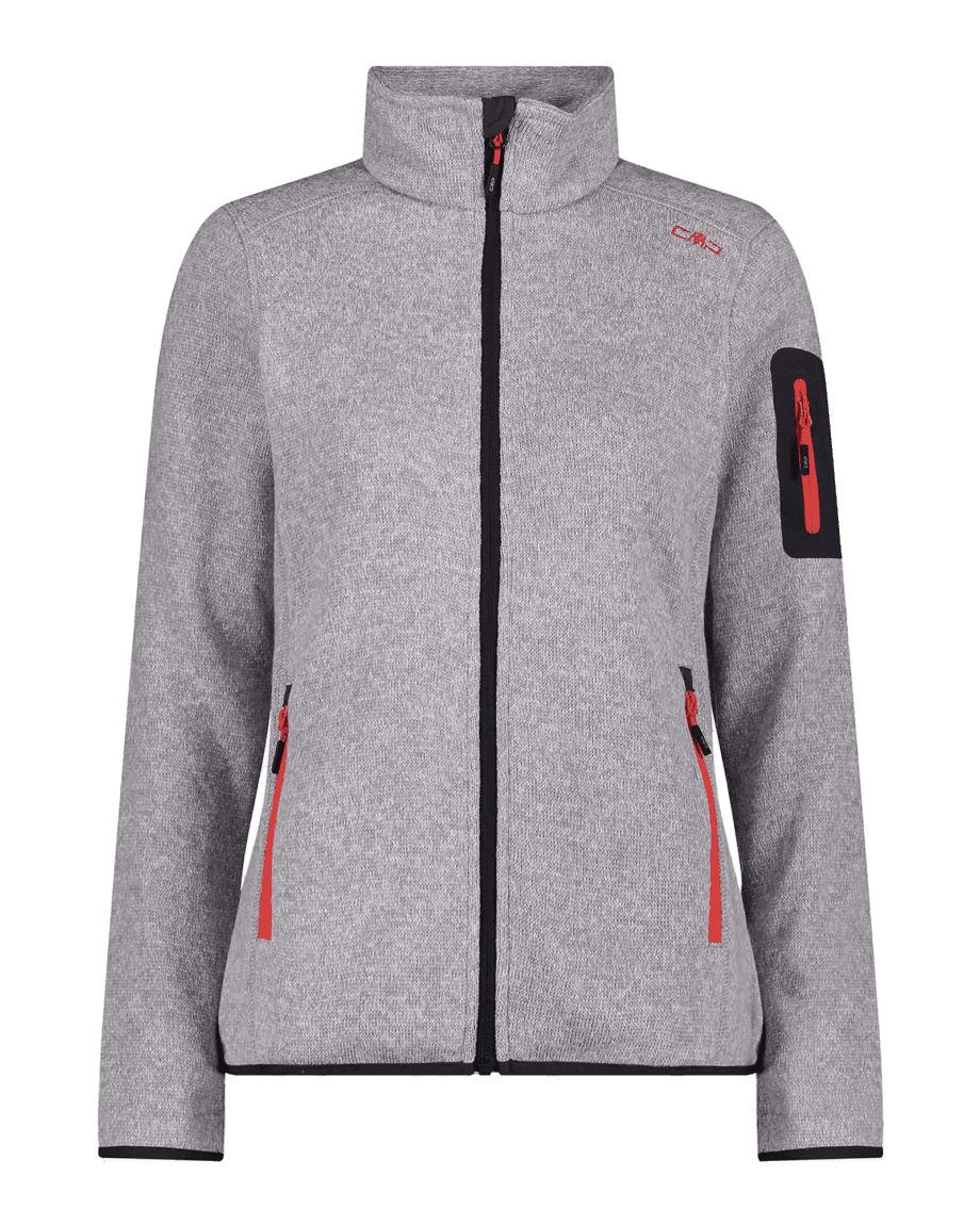 Knit Fleece Jacket W Argento/Campari (40)