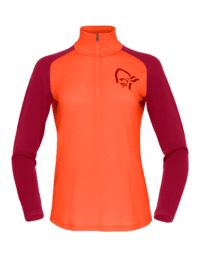 Norrøna PureUll Zip Neck W Orange Alert/Rhubarb (L)