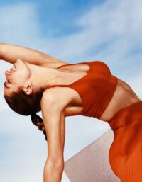 Casall Seamless Graphical Rib Sports Top - Papaya Red