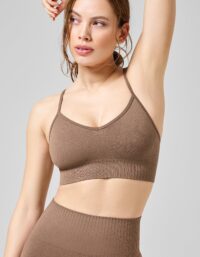 Casall Seamless Graphical Rib Sports Top - Taupe Brown