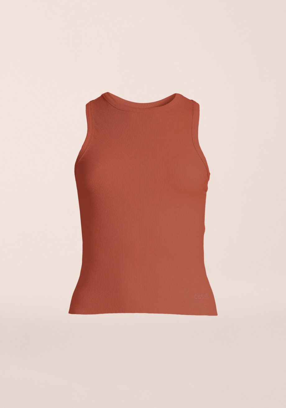 Casall Defined Rib Racerback - Burnt Sienna Red
