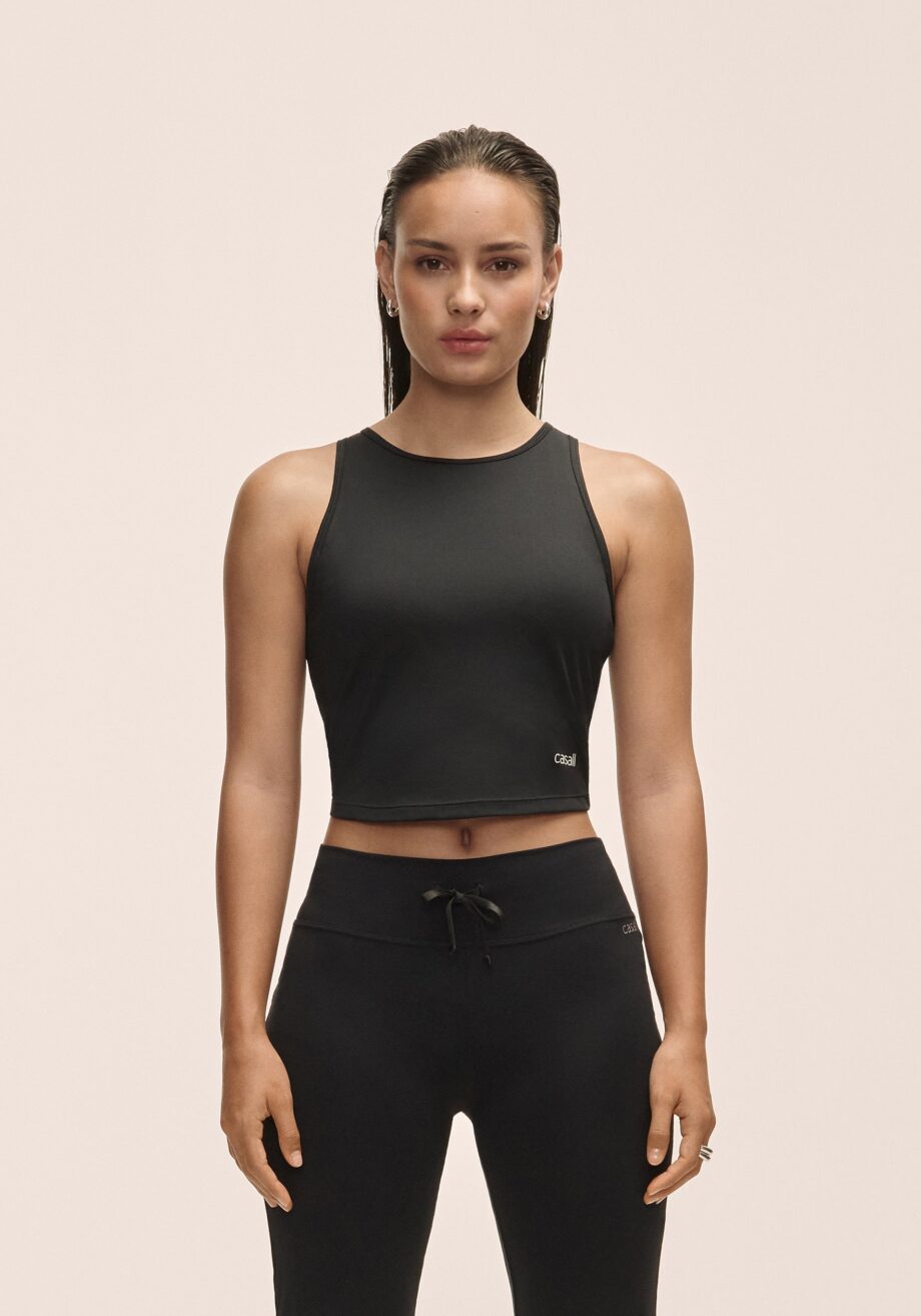 Casall Laser Mesh Crop Top - Black