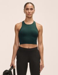 Casall Multi Rib Seamless Padded Sports Top - Dark Pine