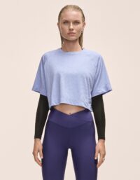 Casall Laser Mesh Crop Tee - Blueberry Mist
