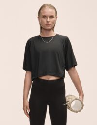 Casall Laser Mesh Crop Tee - Black