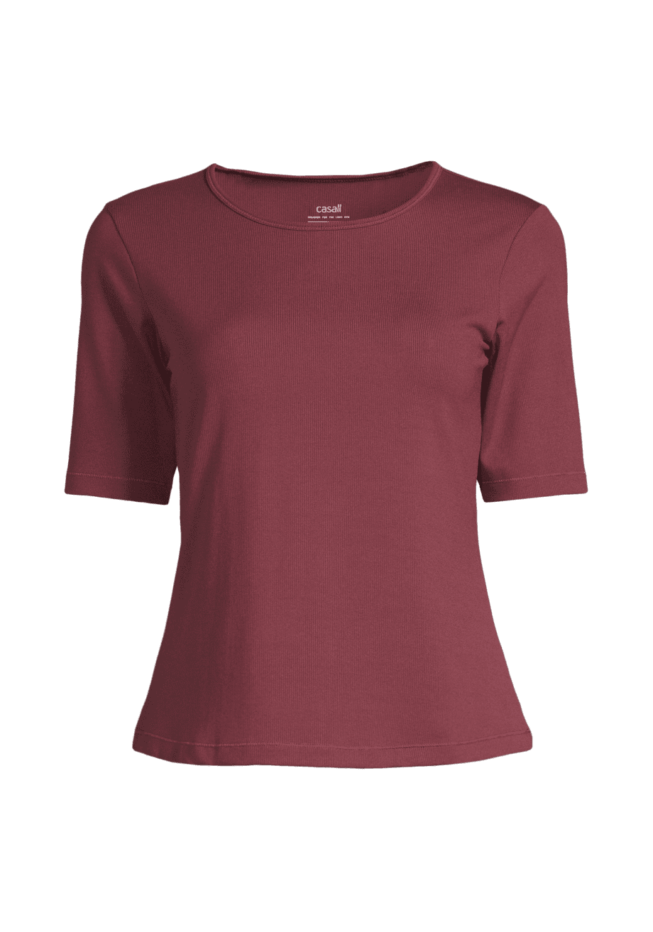 Casall Soft Rib Tee - Evening Red