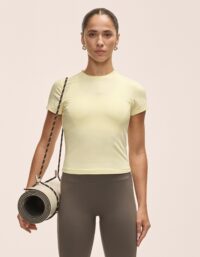 Casall Cotton Blend Slim Tee - Yellow Steam