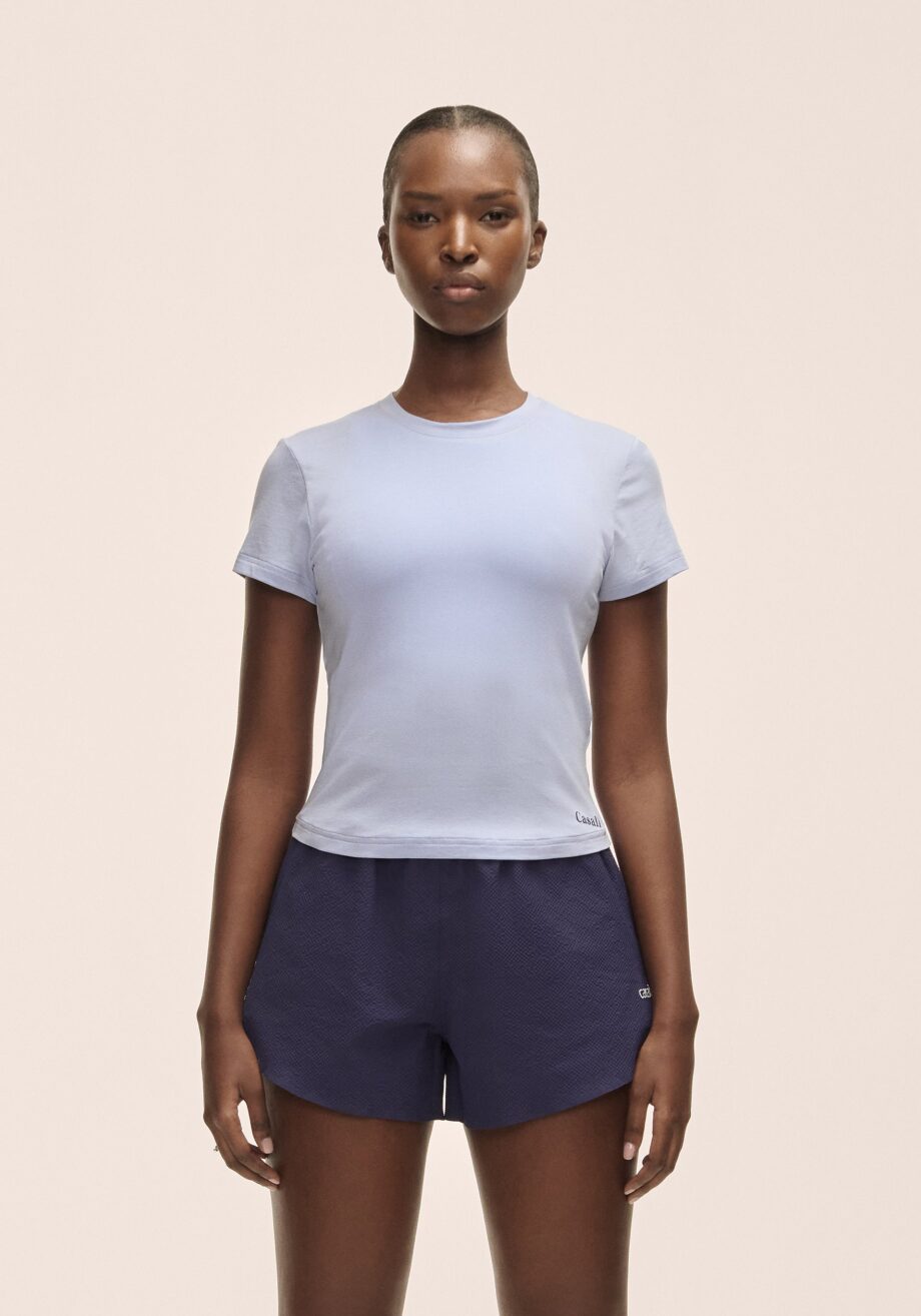 Casall Cotton Blend Slim Tee - Blueberry Mist