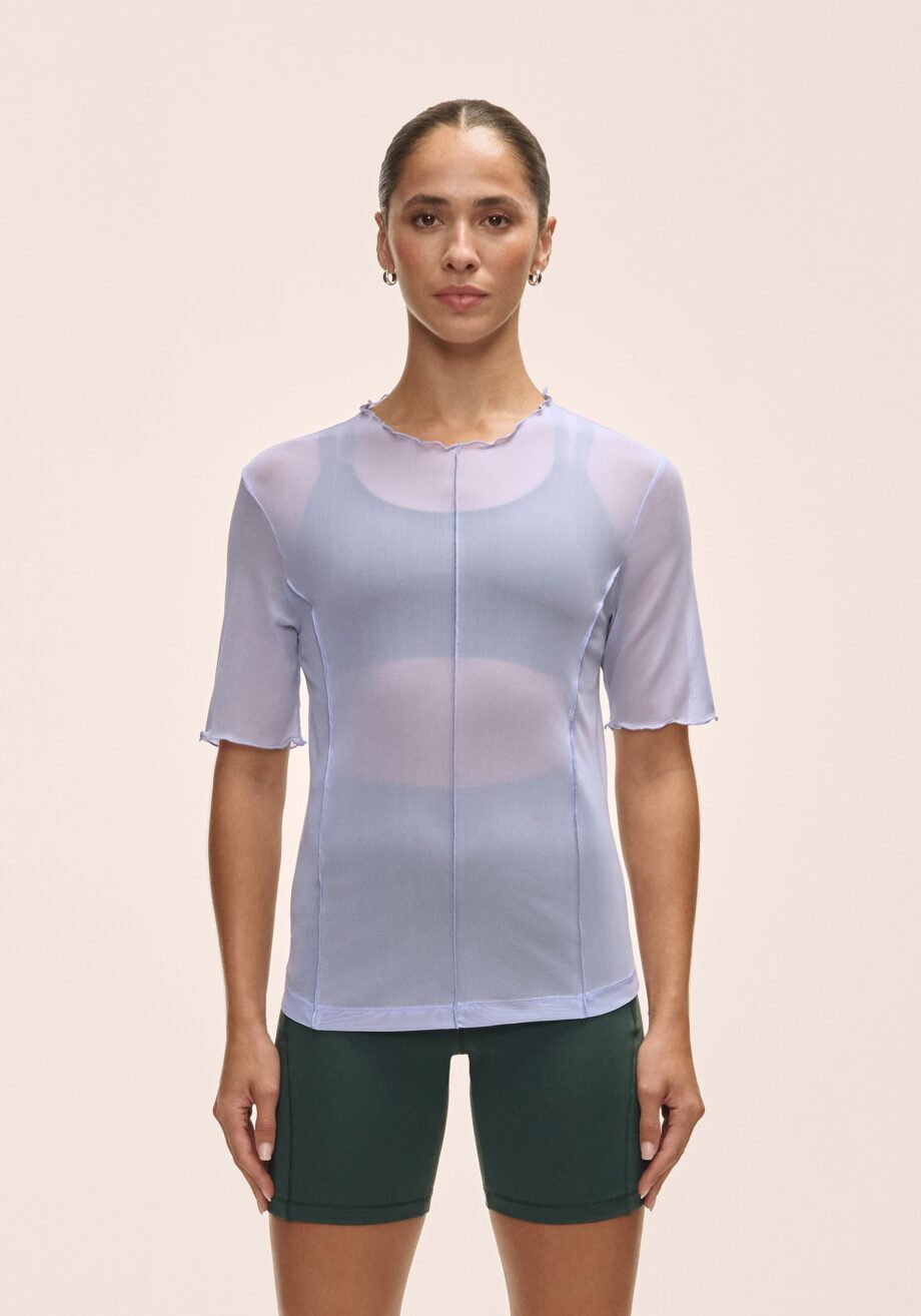Casall Seam Detail Mesh Tee - Blueberry Mist