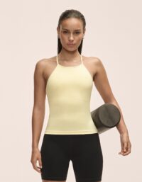 Casall Built-In-Bra Halterneck Tank - Yellow Steam