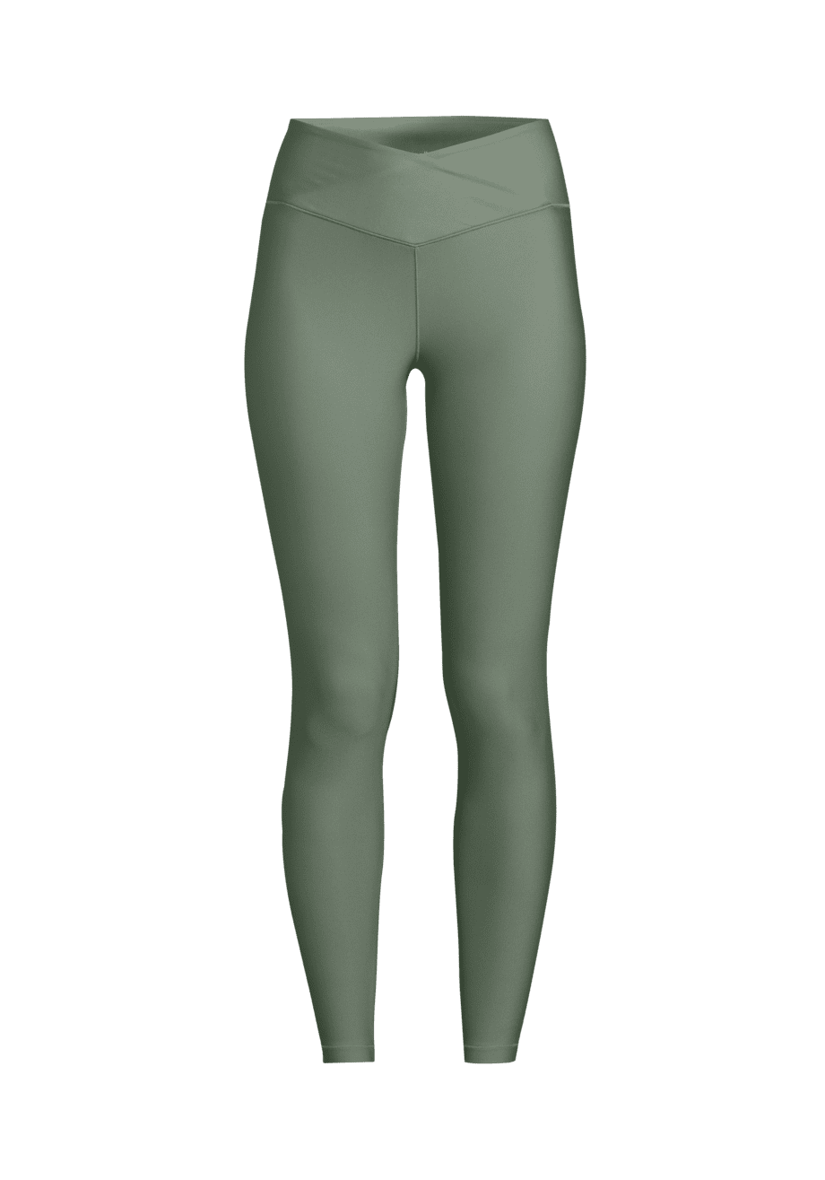 Casall Overlap High Waist Tights - Dusty Green