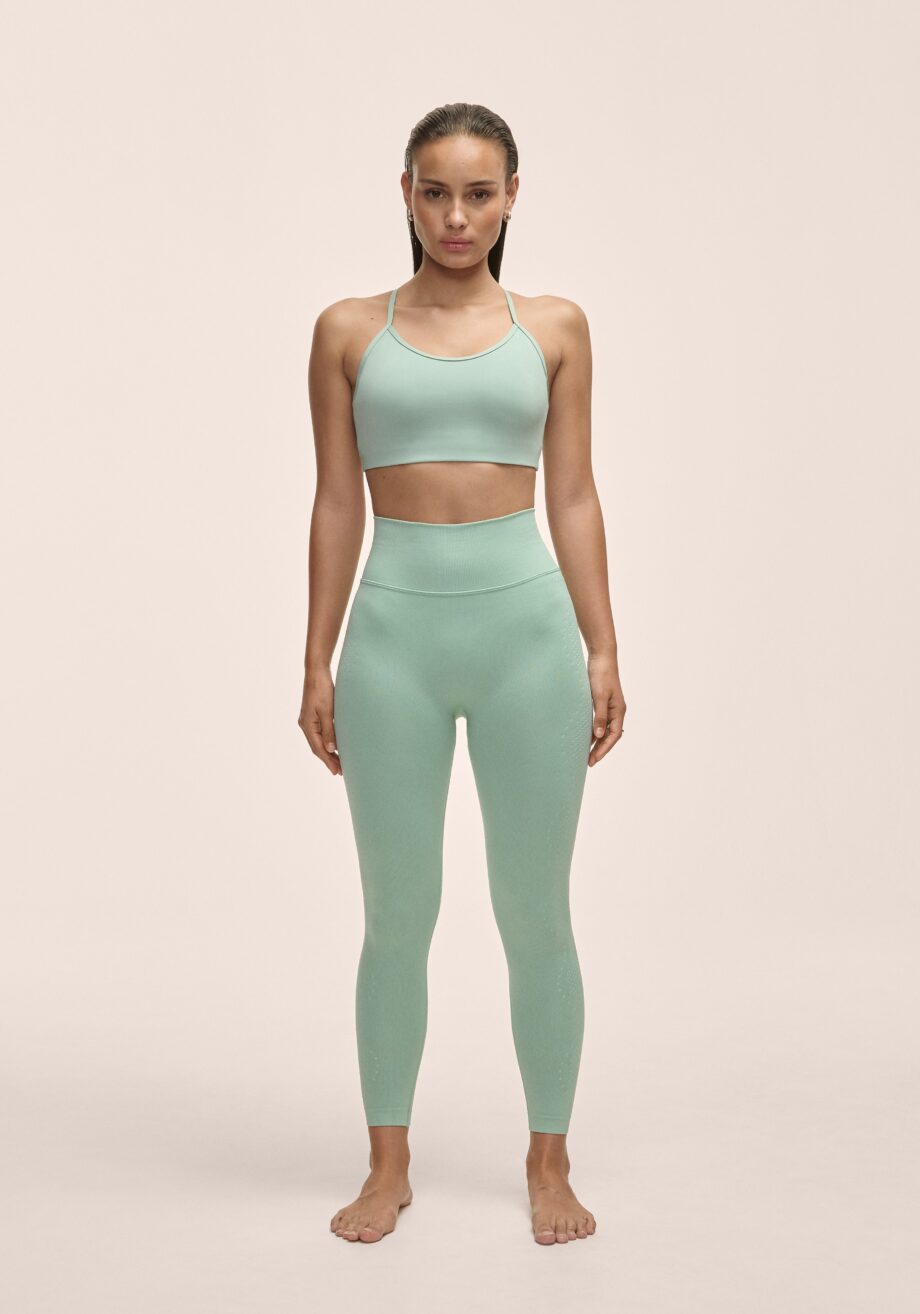 Casall Scallop High Waist Seamless Tights - Statue Green