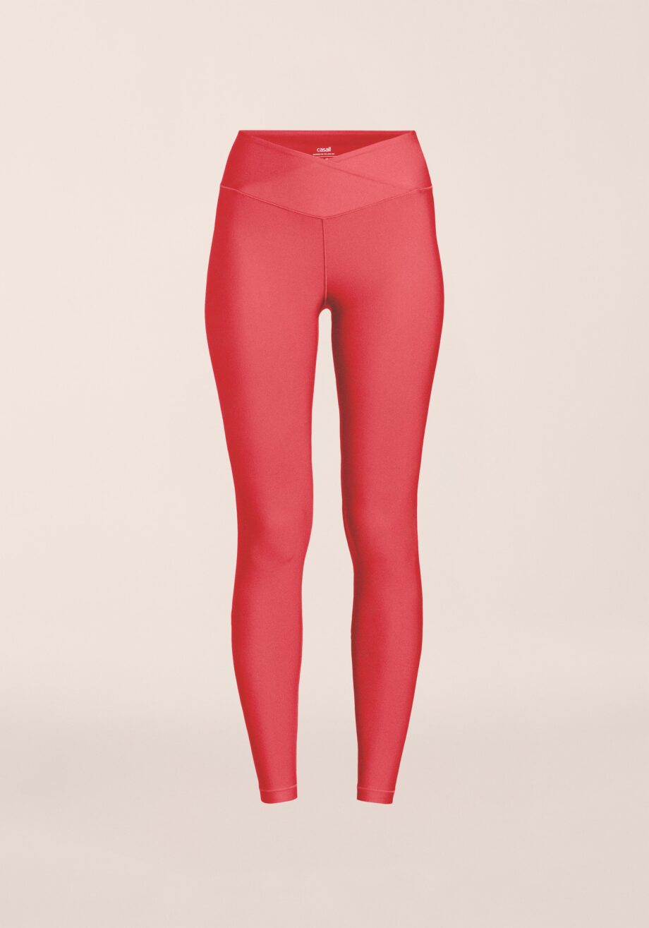 Casall Overlap High Waist Tights - Ruby Blush