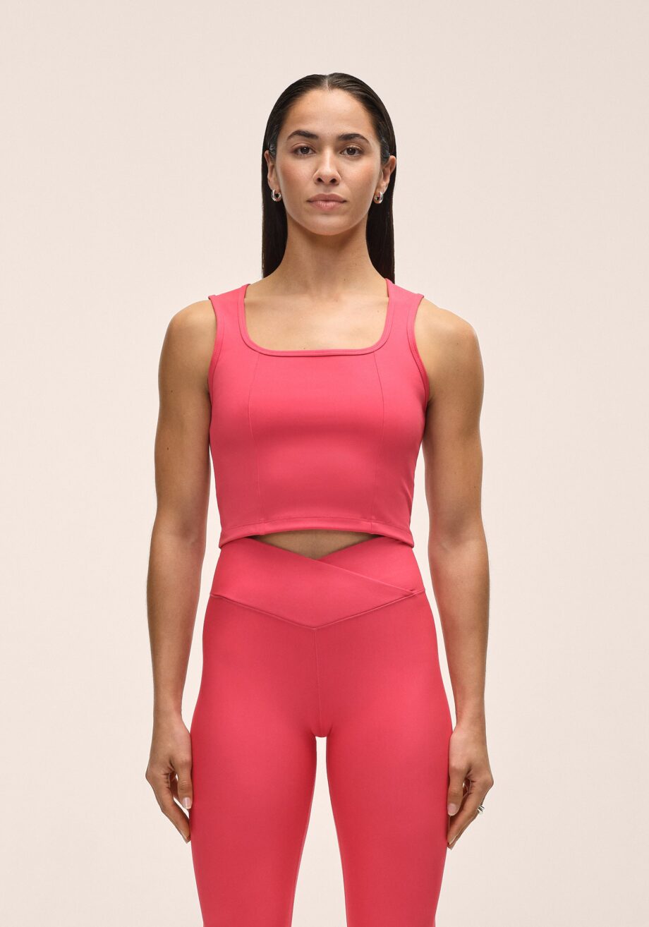 Casall Edge Crop Top - Ruby Blush