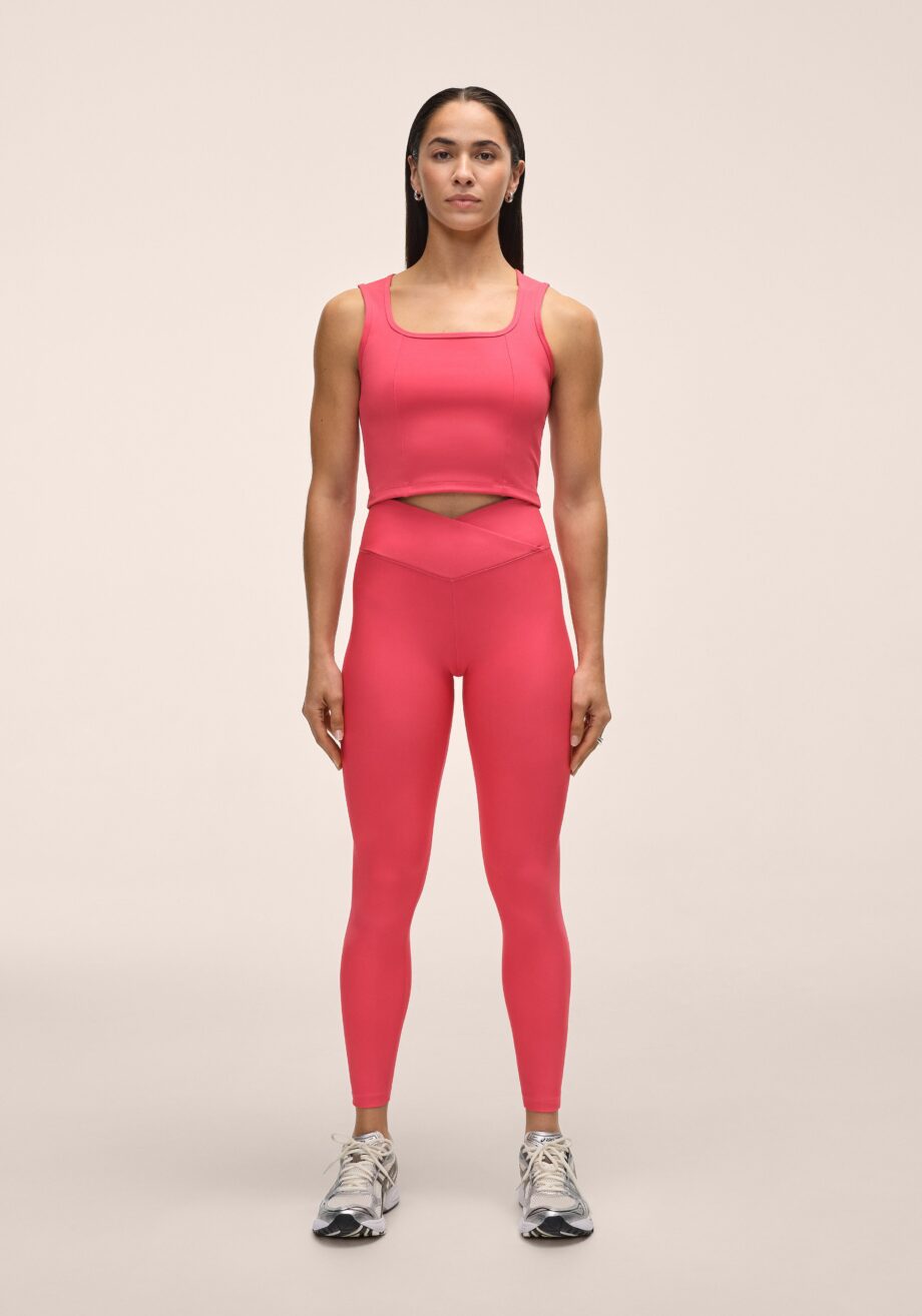Casall Overlap High Waist Tights - Ruby Blush