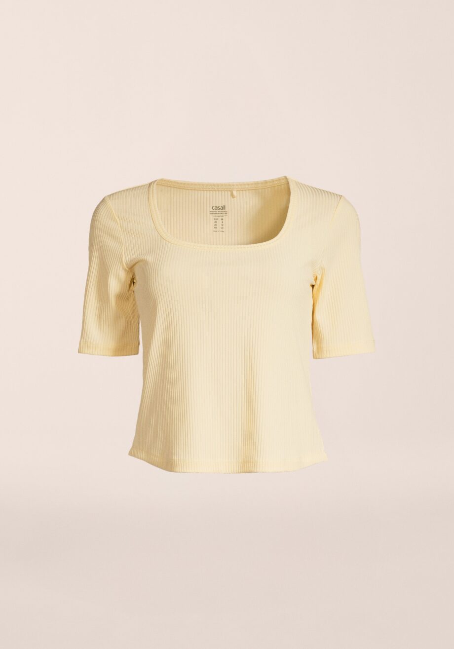 Casall Scoop Rib Tee - Milky Vanilla