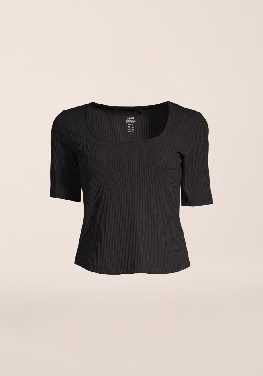 Casall Scoop Rib Tee - Black