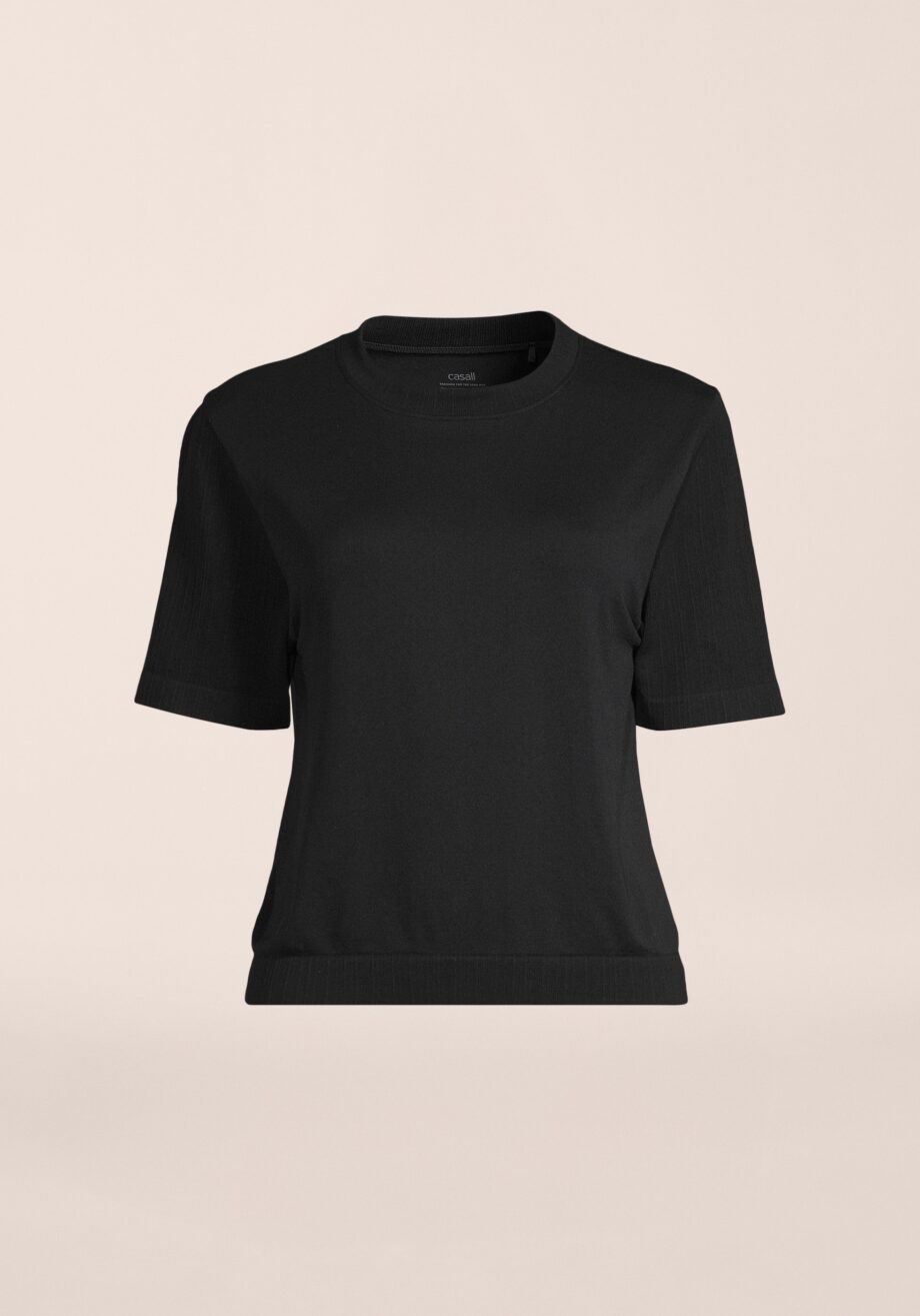 Casall Seamless Rib Sleeve Tee - Black