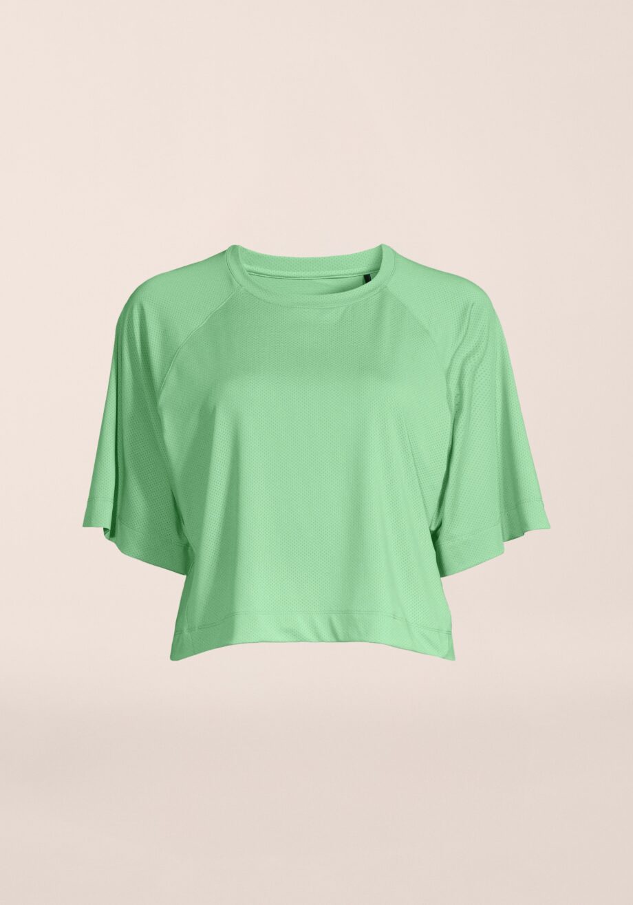 Casall Laser Mesh Crop Tee - Apple Crush