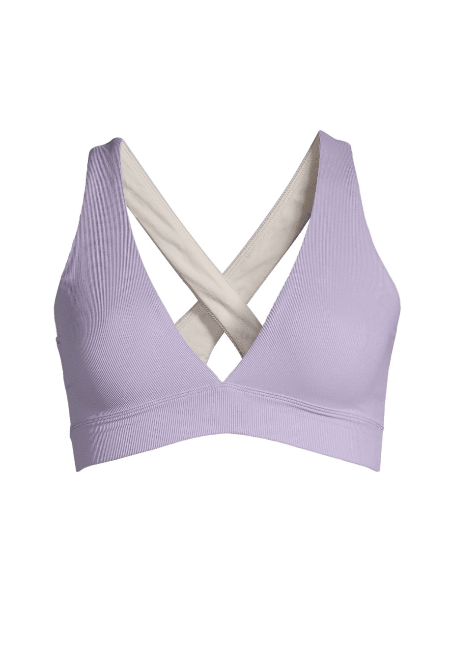 Casall V-neck Crossback Rib Bikini Top - Lavender