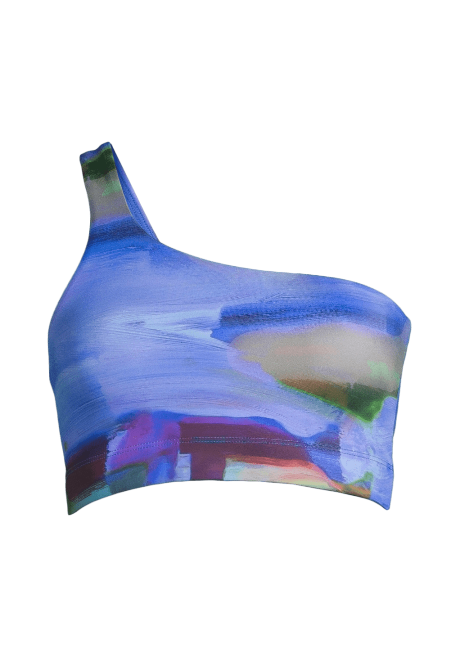 Casall One Shoulder Printed Bikini Top - Blue Nostalgia