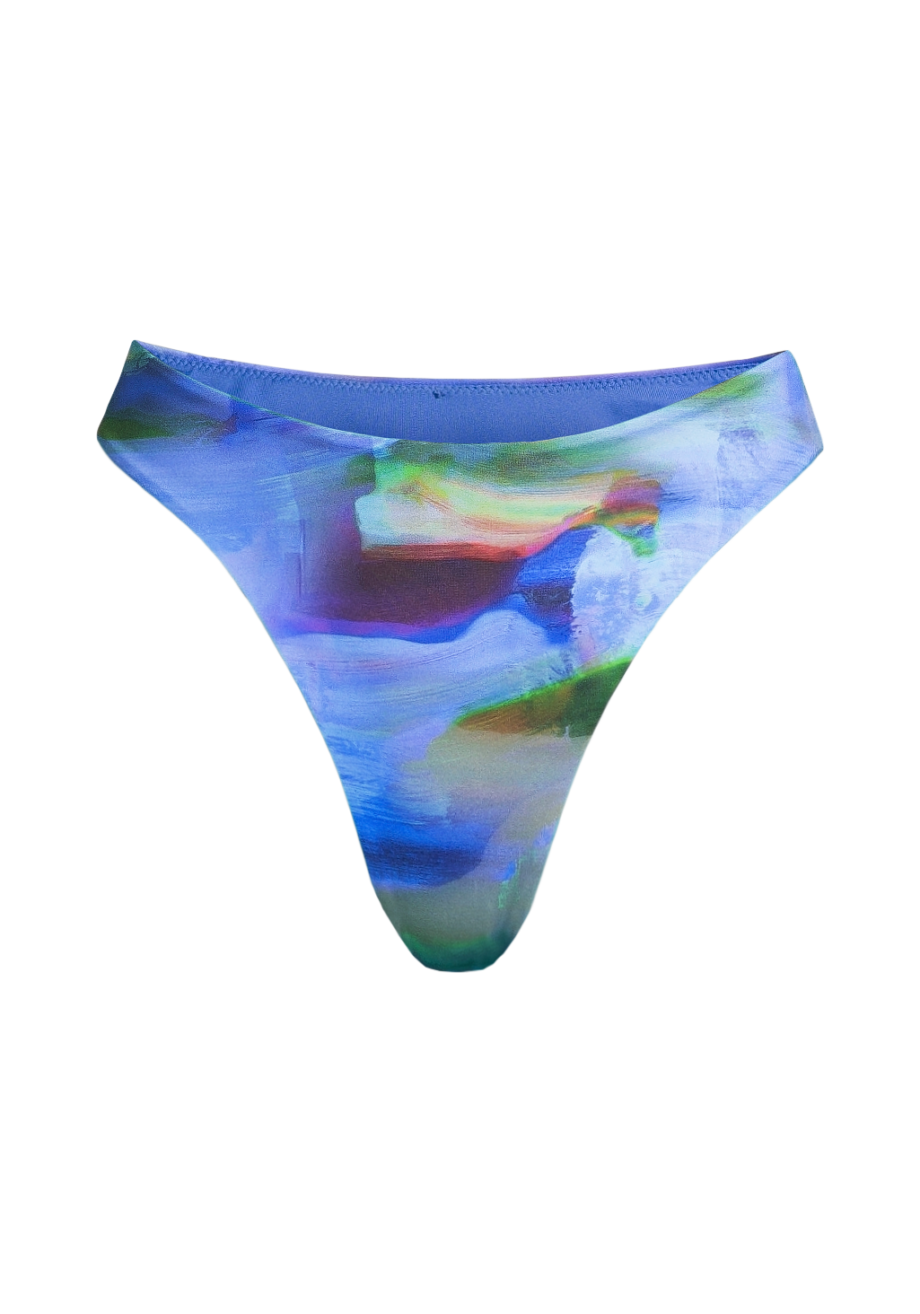 Casall High Waist Brazilian Printed Bikini Bottom - Blue Nostalgia