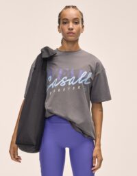 Casall Oversized Cotton Tee  - Dk Grey