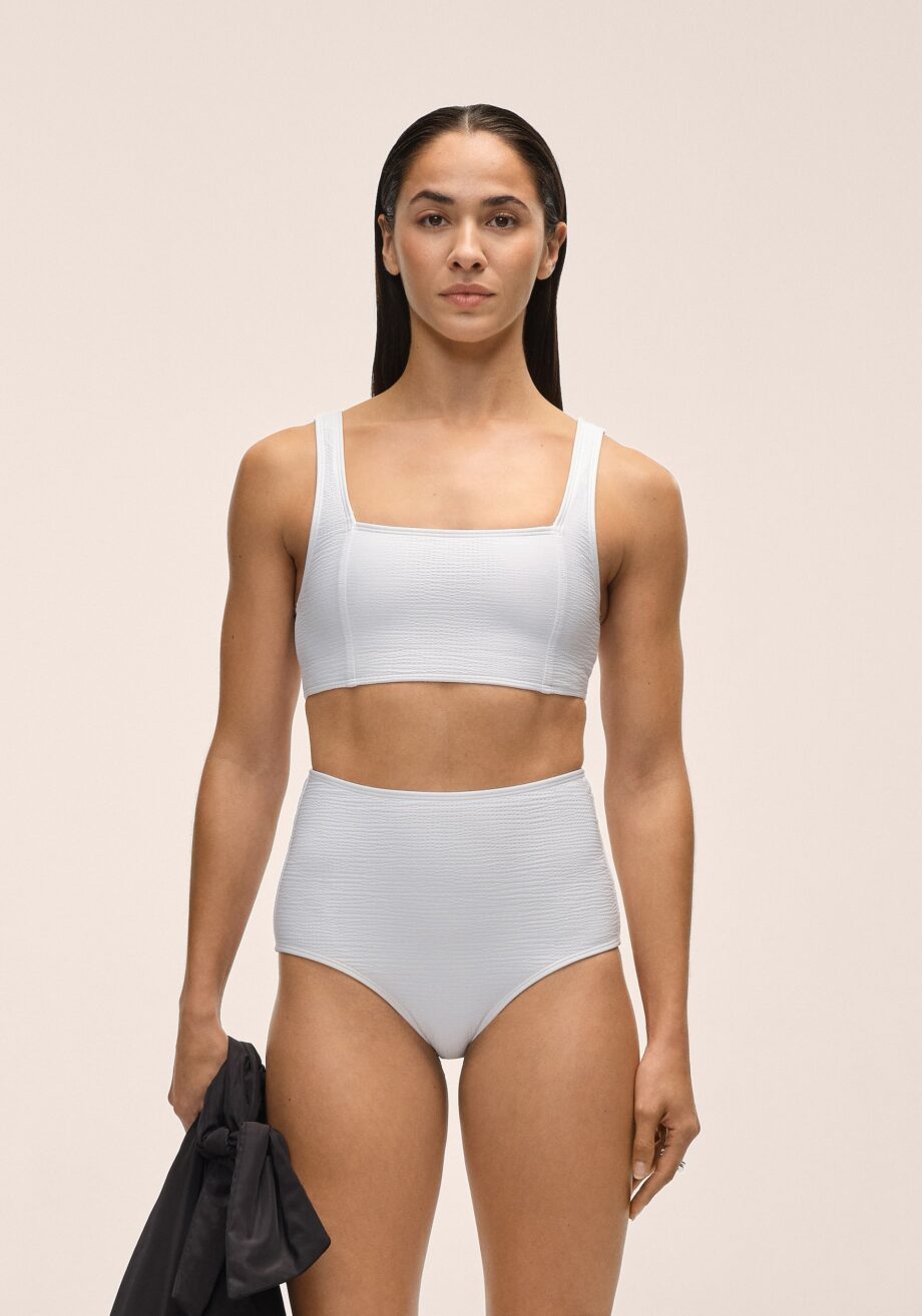 Casall Waffle Square Neck Bikini Top - White