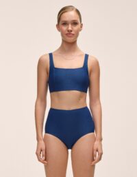Casall Waffle Square Neck Bikini Top - Deep Ocean