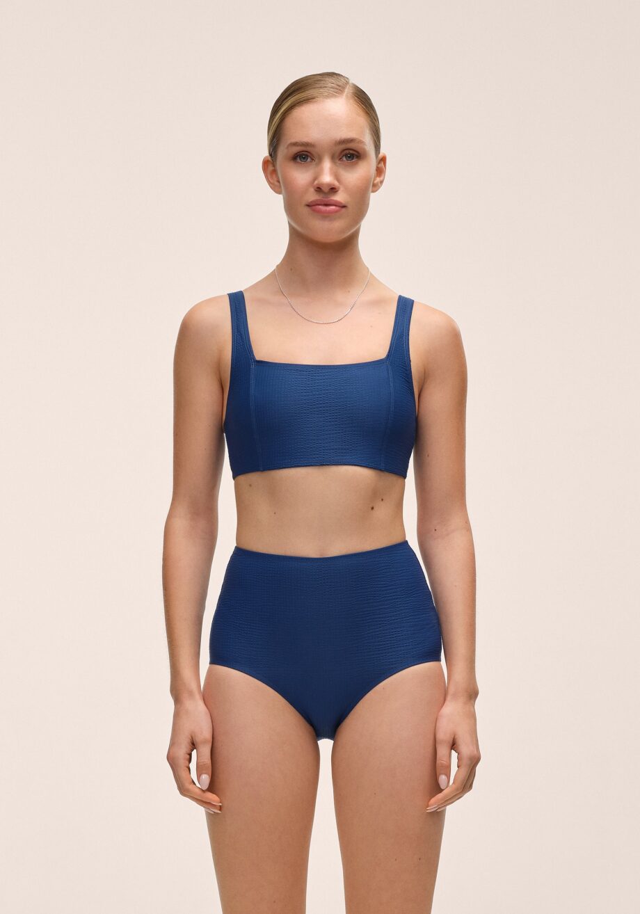 Casall Waffle Square Neck Bikini Top - Deep Ocean