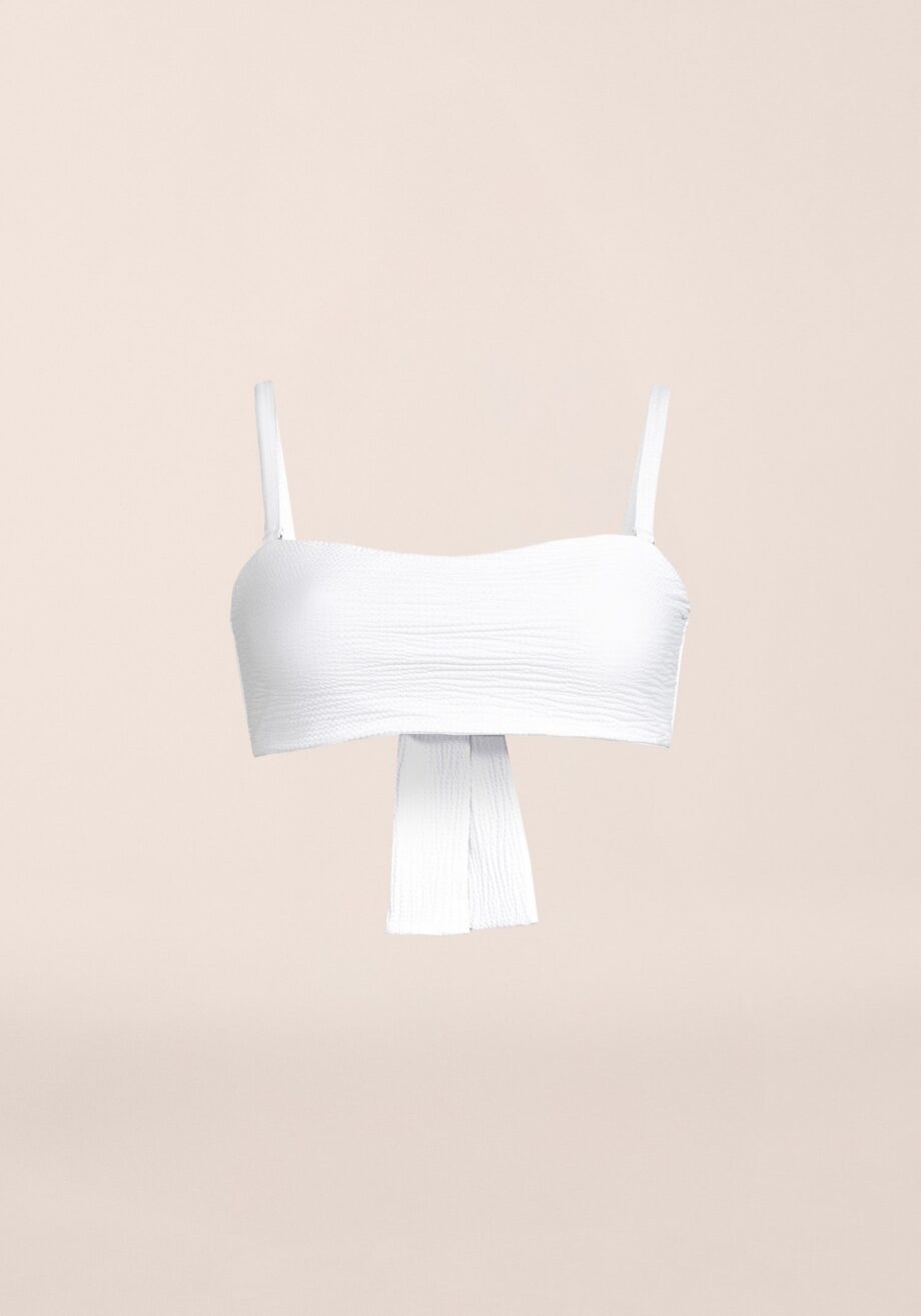 Casall Waffle Bandeau Tie Back Bikini Top - White