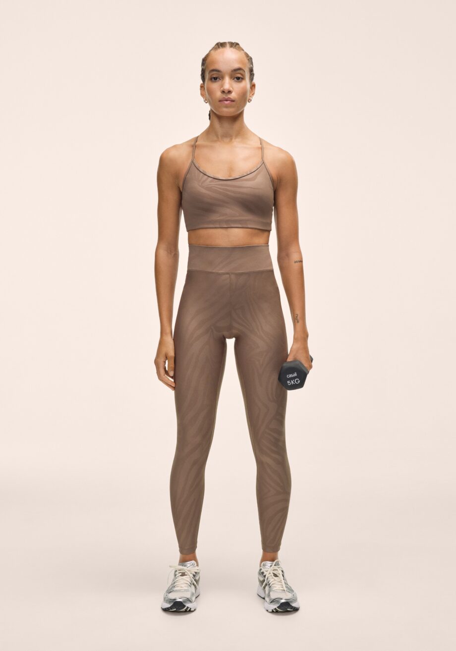 Casall Heat Printed High Waist Tights - Zebra Khaki