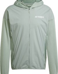 Adidas Adidas Men's Terrex Xperior Climawarm+ Wind Light Fleece Hooded Jacket Silver Green