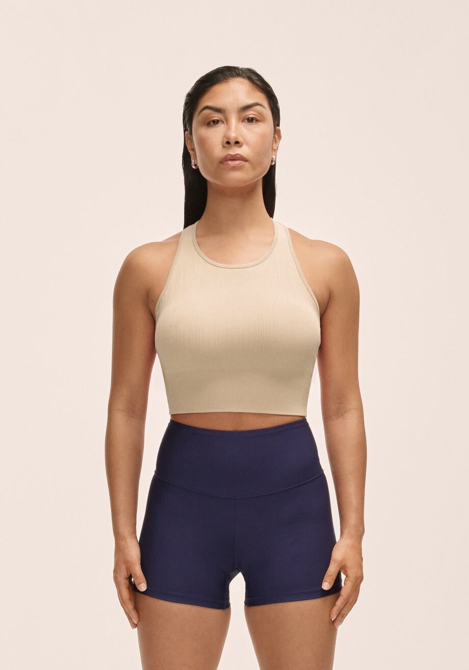 Casall Multi Rib Seamless Padded Sports Top - Ecru