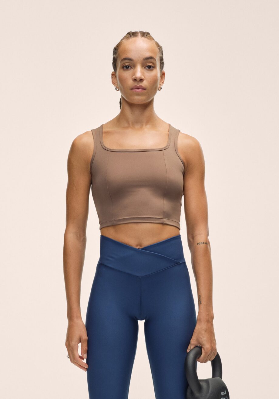 Casall Edge Crop Top - Khaki