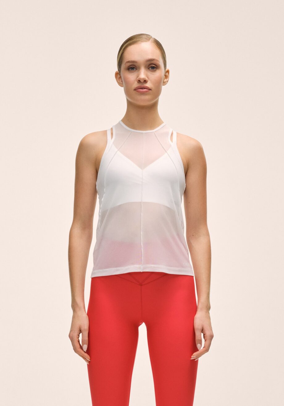 Casall Seam Detail Mesh Tank - White