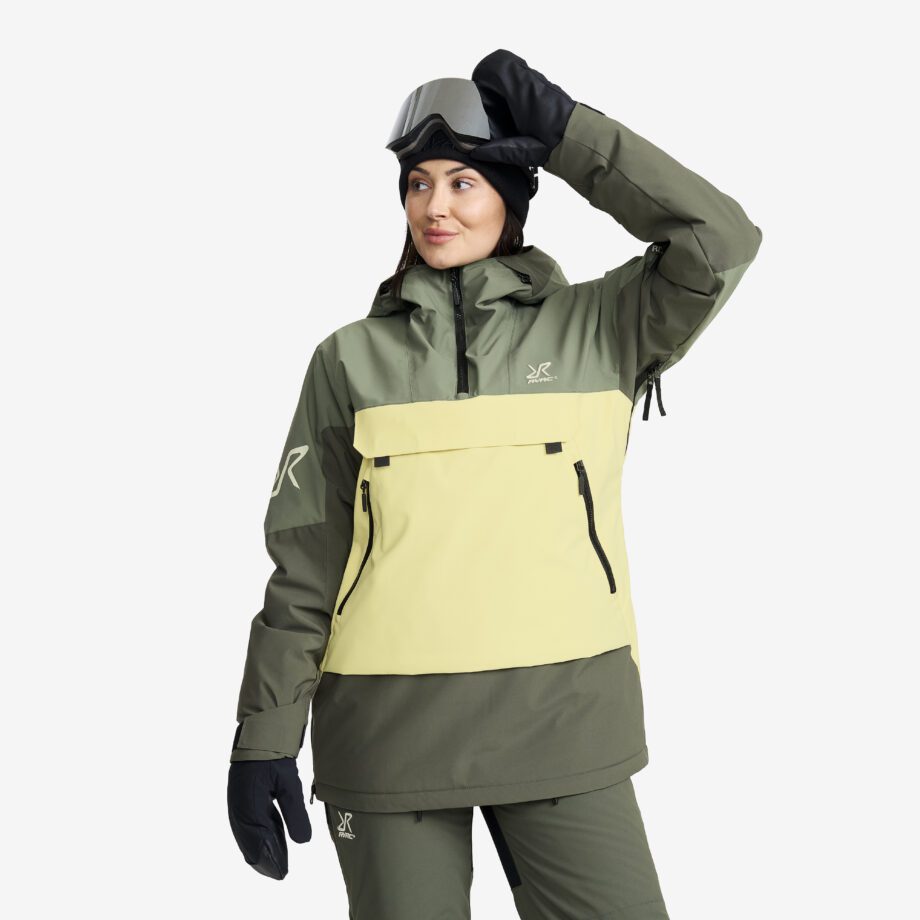 Revolution Race AccXel Insulated 2L Ski Anorak Dam Kambaba Green/Lemon Grass, Storlek:L
